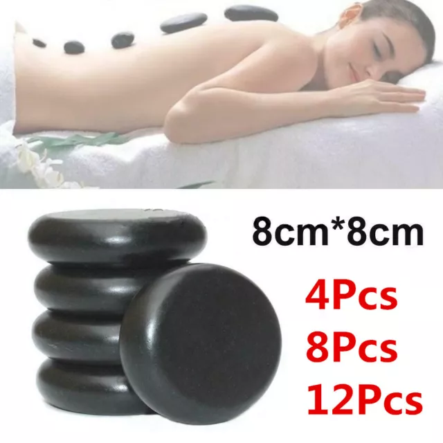 4/8/12X Hot Massage Stone Basalt Stones Kit Set Rock SPA Oiled Massager 8*8CM