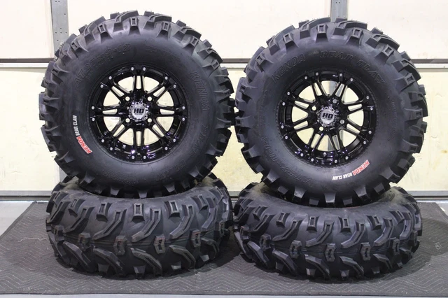 BRUTE FORCE 650i (IRS) 27" BEAR CLAW  ATV TIRE & STI HD3 BLK WHEEL KIT IRS1CA