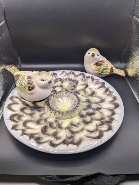 Vintage Italian Handpainted Plate With Matching Birds,9" Plate 5" Birds