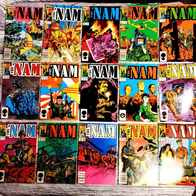 The Nam Lot of 23 Comic Books. #'s 1-23. Marvel Comics, 1986-1988. 3 Newsstands.