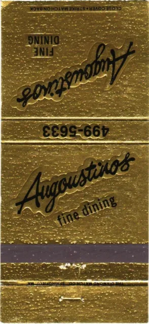 Augoustinos Fine Dining Restaurant Vintage Matchbook Cover
