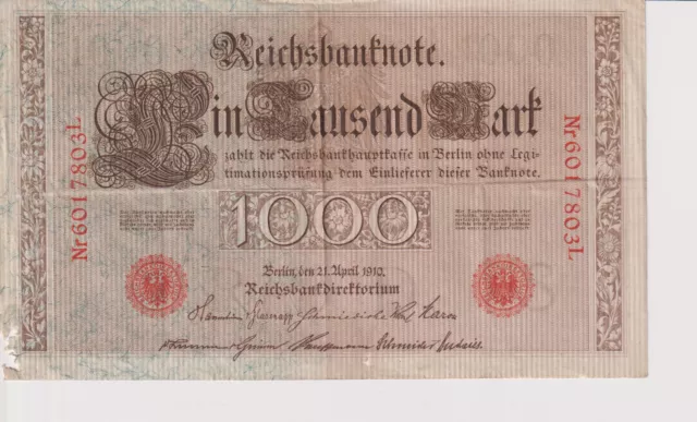 1000 Mark 1909  Deutsche Reichsmark