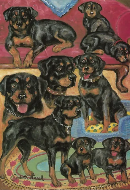 Rottweiler Collage Note Card ~ by Artist Elizabeth Ansell ~ Multipurpose Card