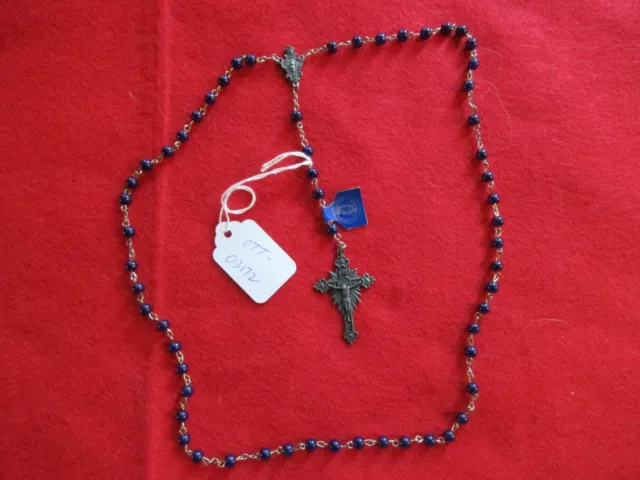 Beautiful Dark Blue Glass Beaded Rosary & Crucifix,  Italy,    Ott-0723*03172