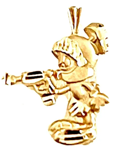 14K Gelbgold Marvin der Mars Cartoon Figur Charm Anhänger