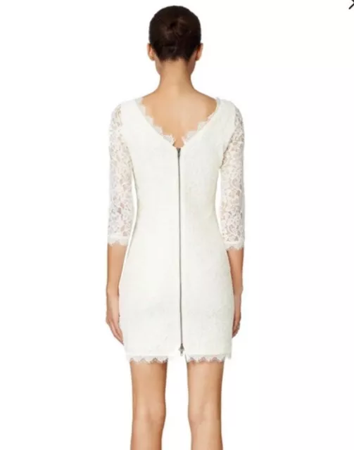 Diane Von Furstenberg Zarita Dress size 4 Ivory Lace Mini Back Zipper Scalloped 3