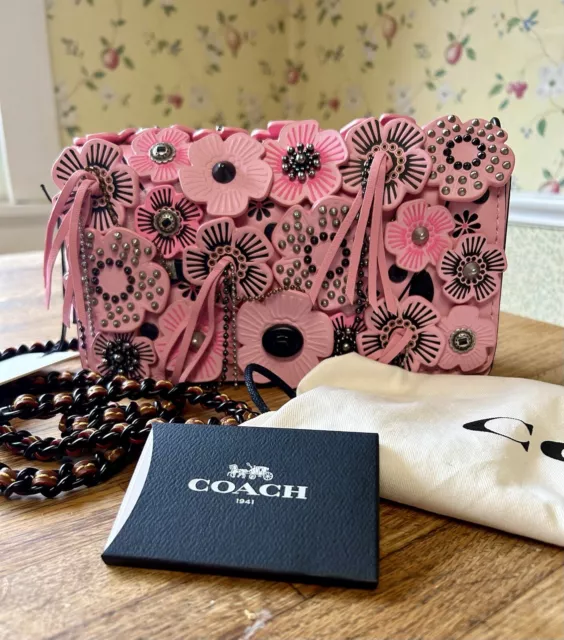 💐💝💐COACH 1941 PINK LEATHER WILD TEA ROSE DINKY CROSSBODY - Brand New - WOW!