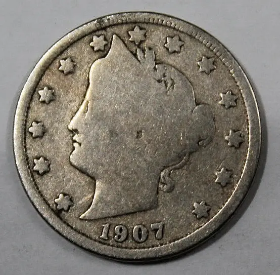 1907 Liberty Head V Nickel US 5C Actual Coin Pictured