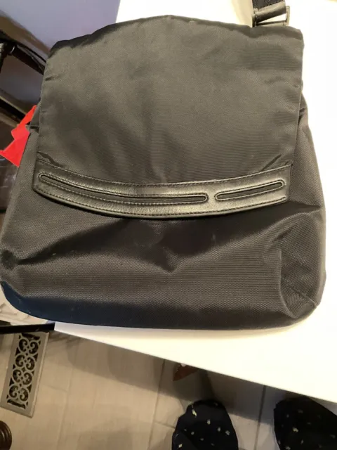 Tumi Flap Nylon Crossbody Shoulder Bag Purse Black