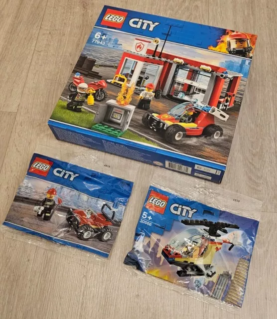 LEGO 77943 CITY Fire Station Starter Set LEGO 30566 Helicopter LEGO 30361 Buggy