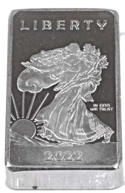 1 TROY OUNCE/OZ .999 Pure Aluminum (Al) Metal Walking Liberty Bar - Eagle