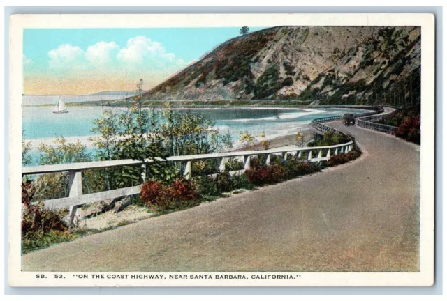 Santa Barbara California Postcard Coast Highway Exterior c1940 Vintage Antique