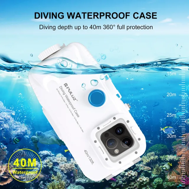 40m/130ft Waterproof Diving Case for iPhone 14Plus/14ProMax/13ProMax/12ProMax