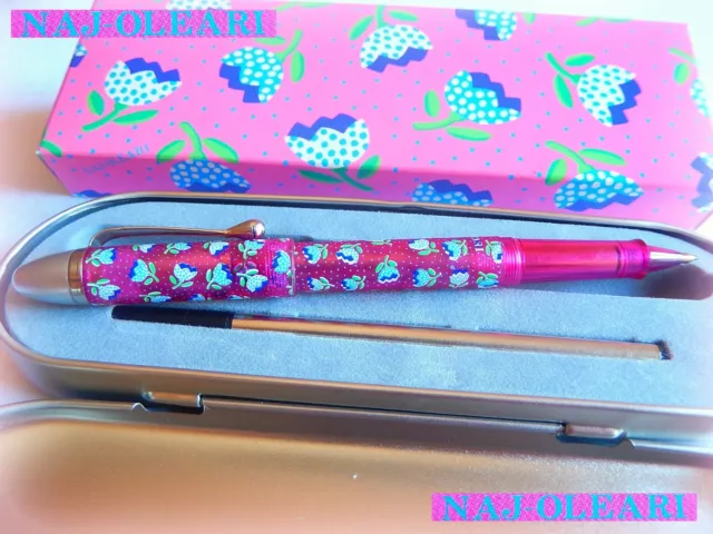 🌷 Vintage italiano NAJ OLEARI 1990 PENNA Roller PEN Fiori Flowers SPLENDIDA! 🖊