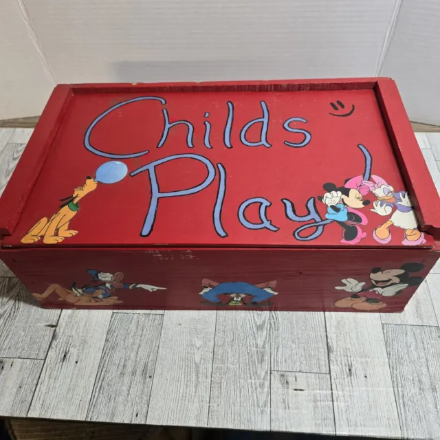 Vintage Child's Play Valley Wines Wooden Slide Top Box Crate Retro Hand Painted