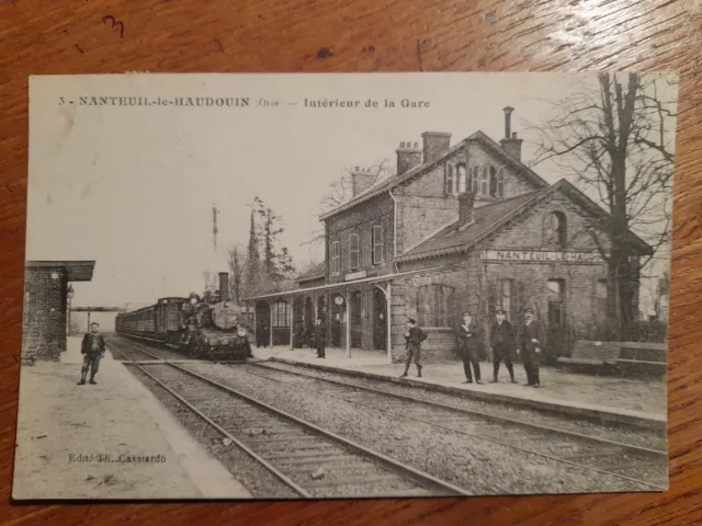 CPA - 60 - NANTEUIL LE HAUDOUIN - Intérieur de la Gare - train - animée -