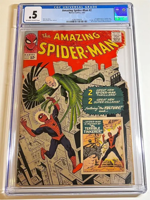 AMAZING SPIDER-MAN #2 ~ 1st VULTURE & 3rd app SPIDER-MAN 1963 ~ CGC .5 COMPLETE!