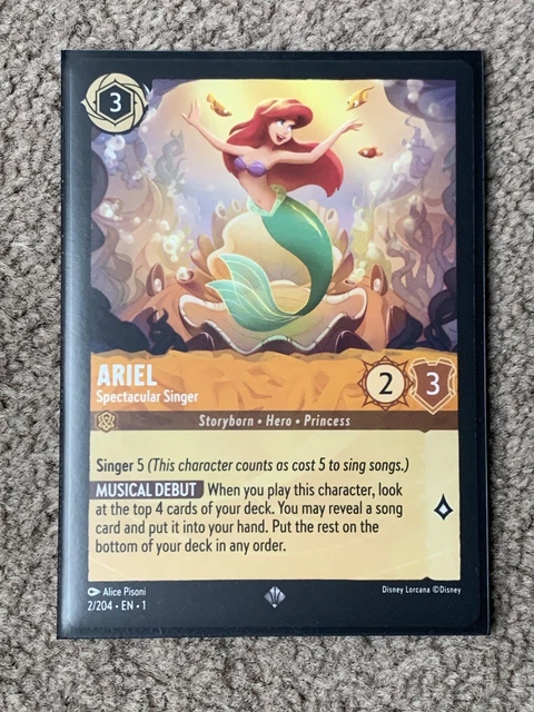 Ariel Spectacular Singer - Disney Lorcana Card - Non-Holo Super Rare (2/204)