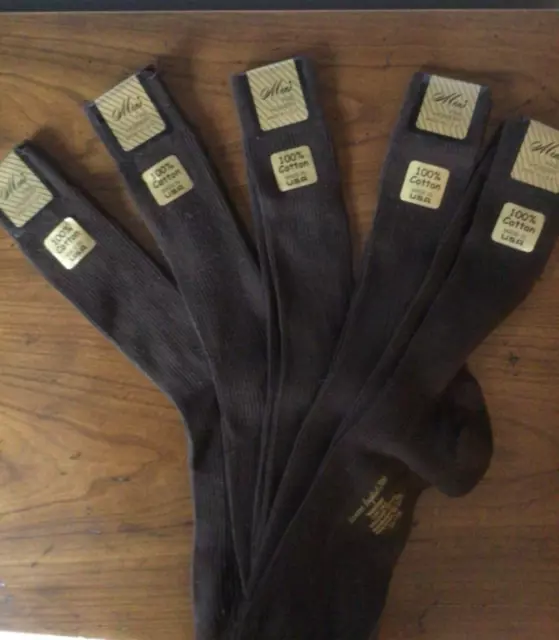 5 Pairs Vintage Mens English Rib Dress Socks Mercerized Cotton USA Brown