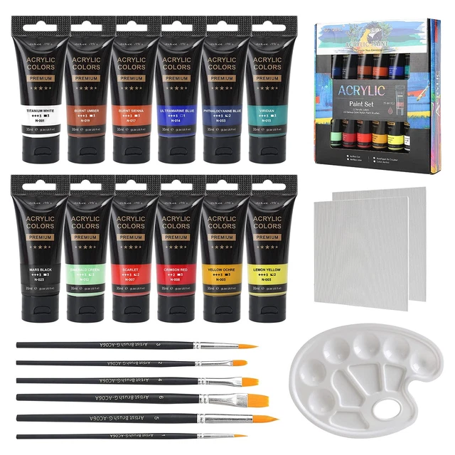 GC-AP12 - Set di 12 tubi di vernice (35 ml) con 6 pennelli, 1 tavolozza, 2