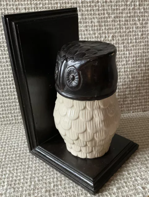 Owl Bookend by Creative Co Op Dark Brown Wood & Cream Ceramic