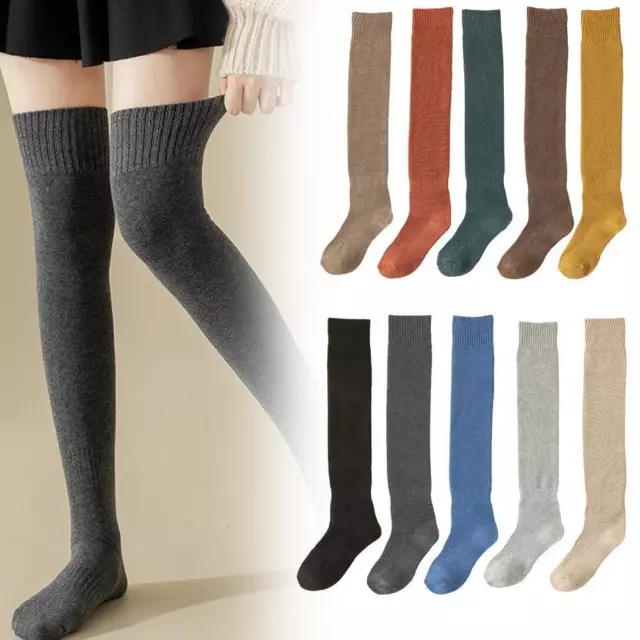 Wool Knit Stockings Long Over Knee Thigh High Boot Girl Socks Winter  ✨