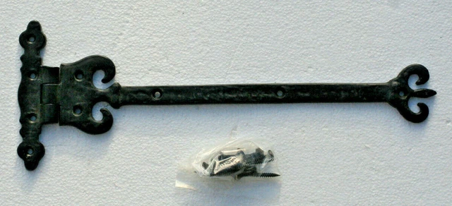 PAIR OF FANCY cast iron door gate t tee hinges old English cottage style