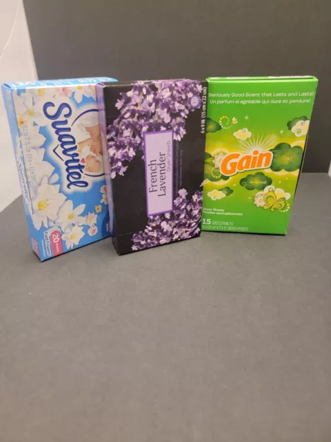 Lot of 3 Gain, Suavitel & French Lavender Original Dryer Sheets 3