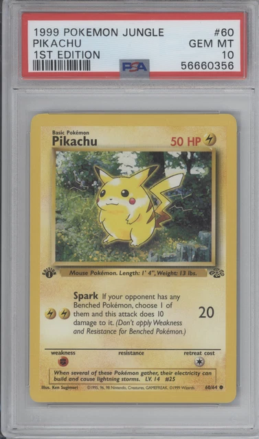 PSA 10 Pikachu 1st Edition Jungle #60 1999 Gem Mint Pokemon Card