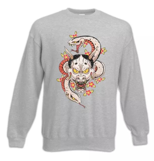 Felpa Tatuaggio Oni Pullover Samurai Guerriero Giappone Japanese Tengu Theatre