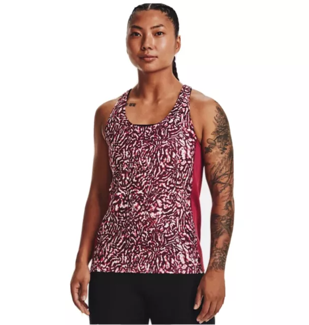 Under Armour Women's Tank XL Fitted HeatGear  UA Fly-By Printed NWT