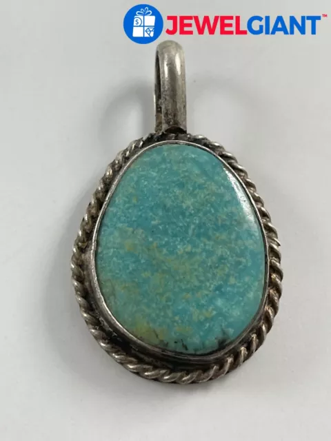 NAVAJO STERLING SILVER Turquoise Pendant 28Mm X 16Mm 3.3 G #Fa616 $13. ...