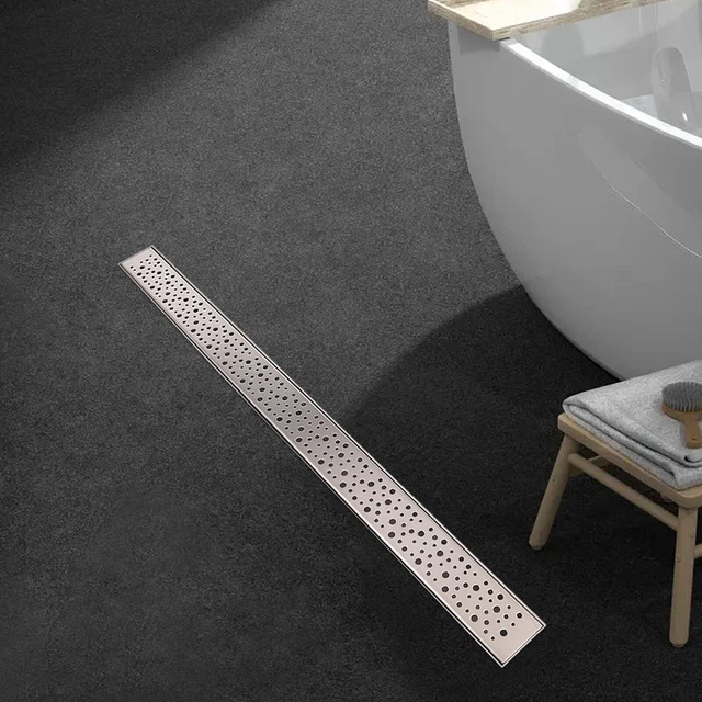 36 INCH SHOWER Linear Drain Floor Round Hole 304 Stainless Steel +Hair