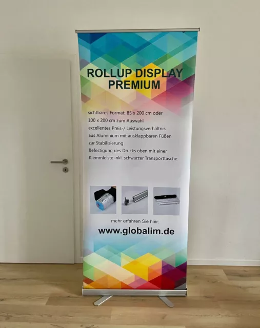Rollup Display Premium 85 x 200cm inkl. Druck, versandfertig in 24h
