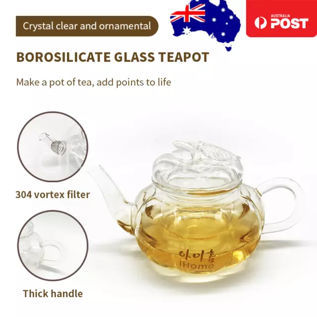 600ml Glass Teapot Stainless / Glass Filter Coffee Tea Maker Pot Heat-Resistant