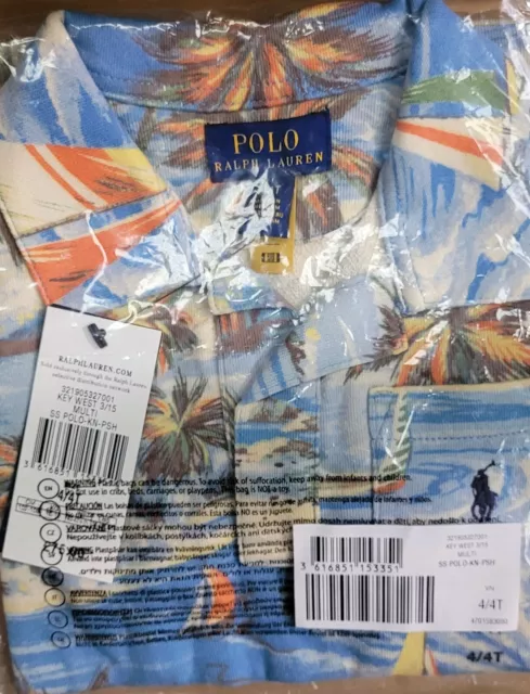 Polo Ralph Lauren Toddler Boys Tropical Print Terry Spa Polo Shirt. Size 4/4T