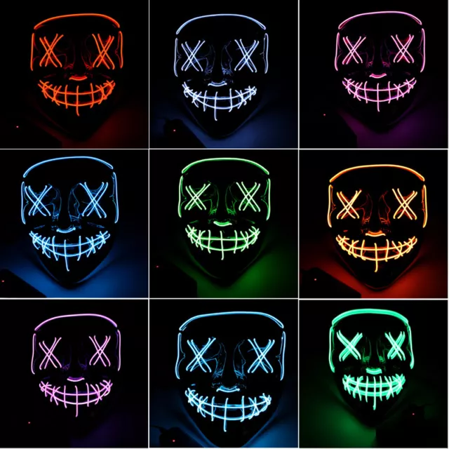 Halloween Mask Light Up LED Clown Full Face Mask Costume Cosplay Party Props