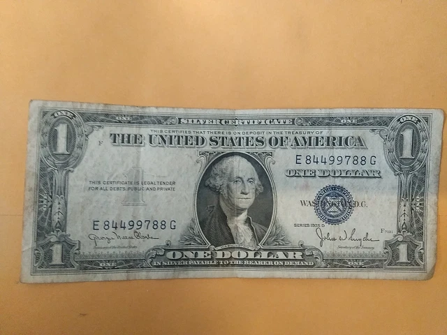 1935-D Silver Certificate  $1 Washington Blue Seal #84499788