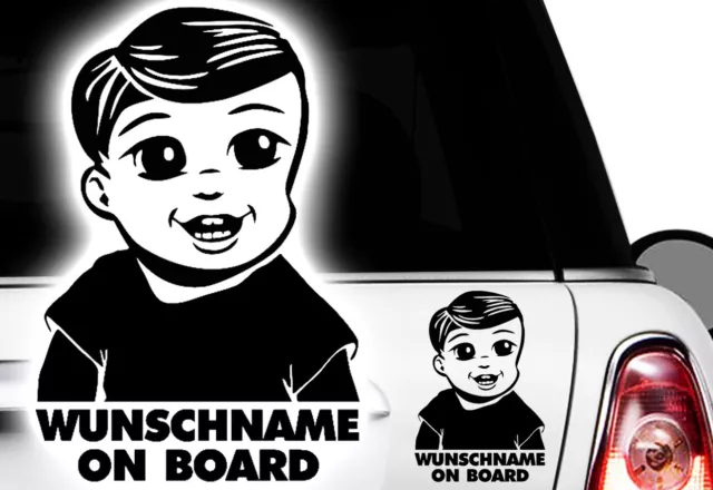 2x Aufkleber WUNSCHNAME ON BOARD Sticker Hangover Baby Auto Kind fährt mit FUN3x