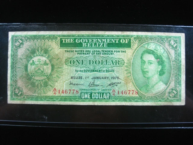Belize $1 Dollar 1976 P33 British Circ    6778# Bank Currency Banknote Money