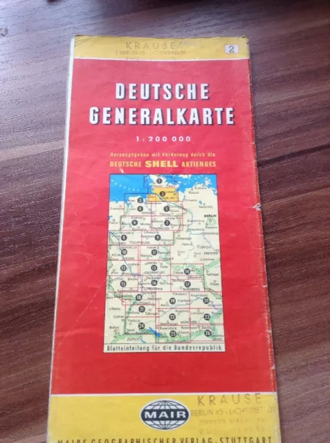 Straßenkarte Deutsche Generalkarte Selten 1962  Blatt 2 1: 200 000 Shell