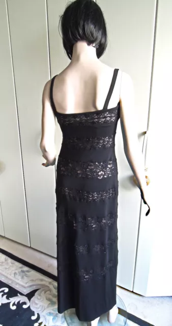 Kleid Abendkleid BCBG MAXAZRIA Gr.36 Gr. 38 schwarz nude sexy Spitze und Perlen 2