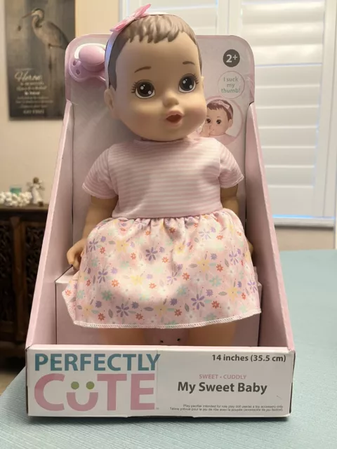 PERFECTLY CUTE MY SWEET BABY DOLL 14” CUDDLY SUCKS THUMB & PACIFIER Brand New