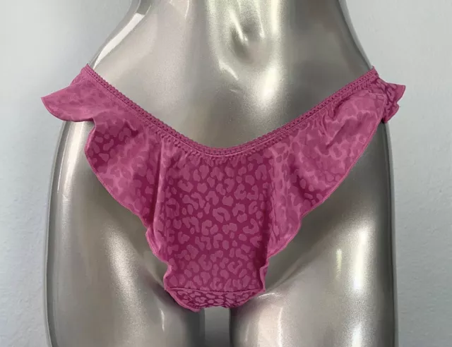 Victorias Secret Nwt VS French Cut Rosita Pink Satin Sexy Ruffle Thong Panty
