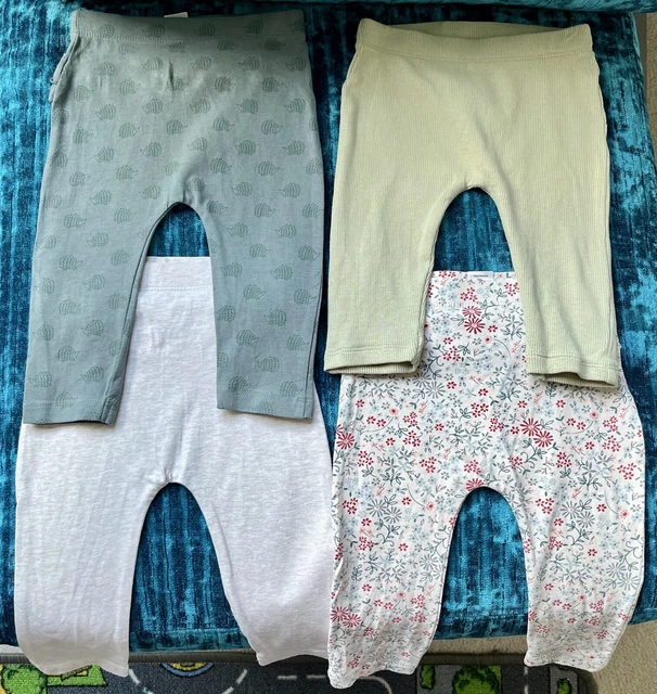 4 x GEORGE 3-6 Months Baby Girl Ruffled Leggings Bundle Green Grey Pink Floral