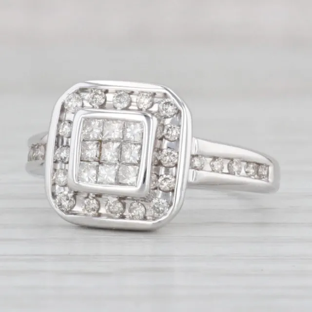 0.38ctw Prinzessin Diamant Cluster Halo Ring 14k Weißgold Größe 6.75 Verlobung