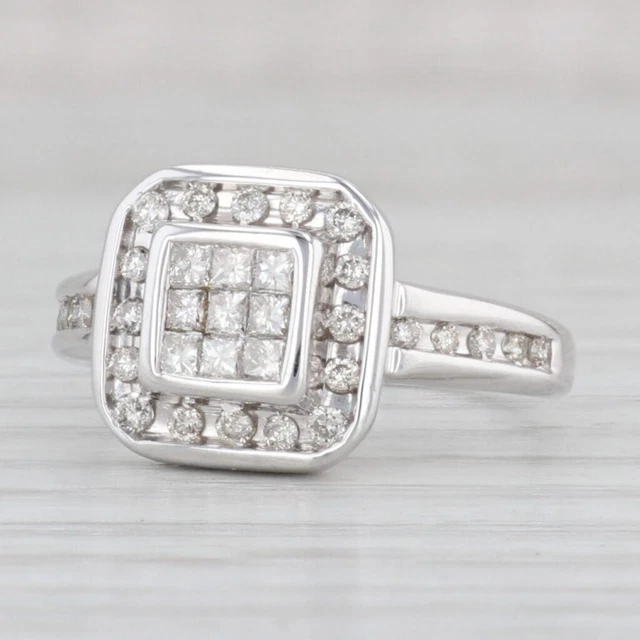 0.38ctw Prinzessin Diamant Cluster Halo Ring 14k Weißgold Größe 6.75 Verlobung