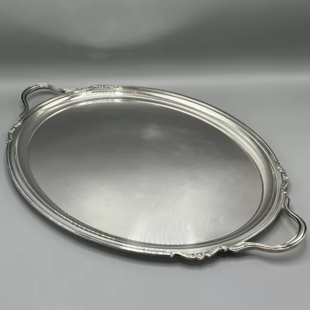 Large Antique Silver Plated Serving Tray with Handles English Quality Atkin Bros