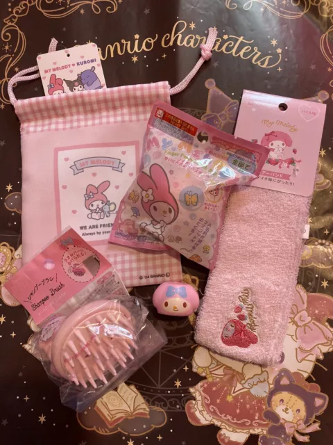 MY MELODY Bundle Sanrio Japan Official -Hair Band, Bath Bomb, Shampoo Brush, Bag