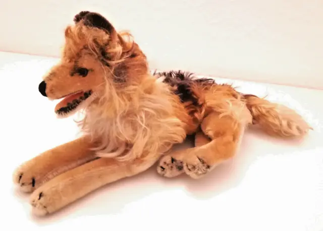 alter Steiff Schäferhund, Collie, 30 cm lang, nur Knopf im Ohr